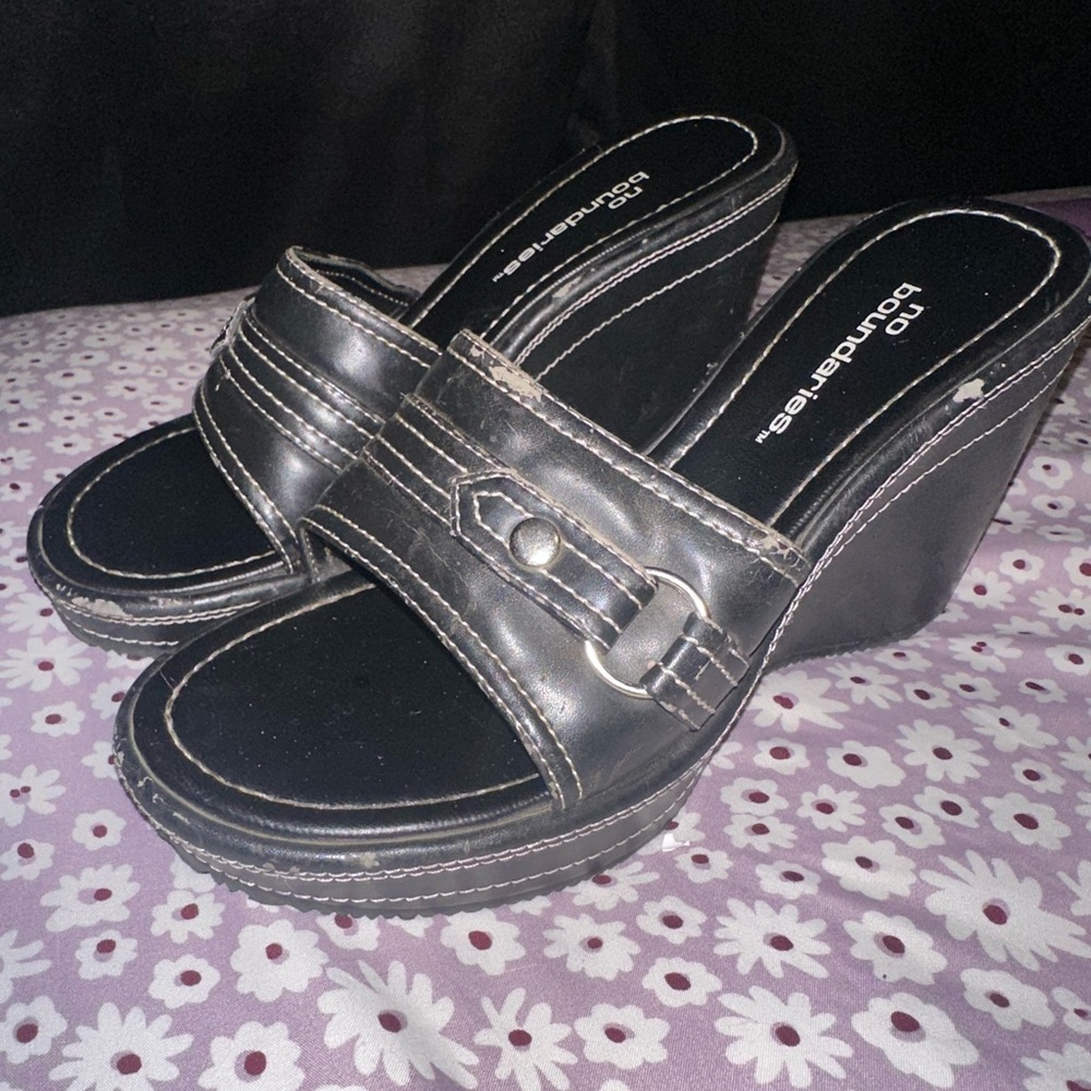 No Boundaries Black Wedge Sandals